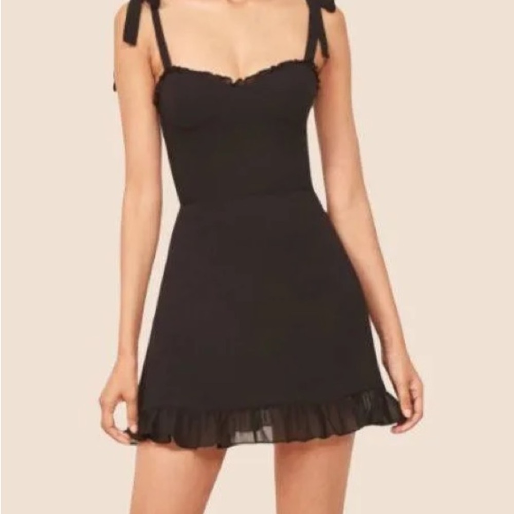 Reformation Christine Black Mini Dress Size 0